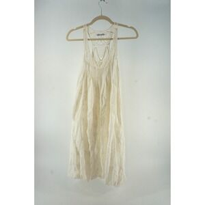 Y2K Bubble Hem Tunic Dress Lace Racerback Boho Crochet Fairycore Ivory L